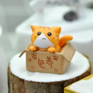Mini figurka kot kawaii ogród wróżek dekoracja do pokoju i auta Jasnożółty