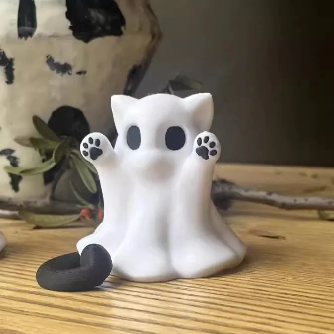 Mini figurki duszków-kotów na Halloween Jasnożółty
