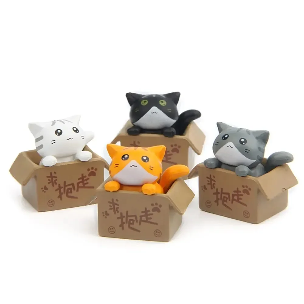 Mini figurki kotów do ogrodu i pokoju 4 szt. Jasnoszary