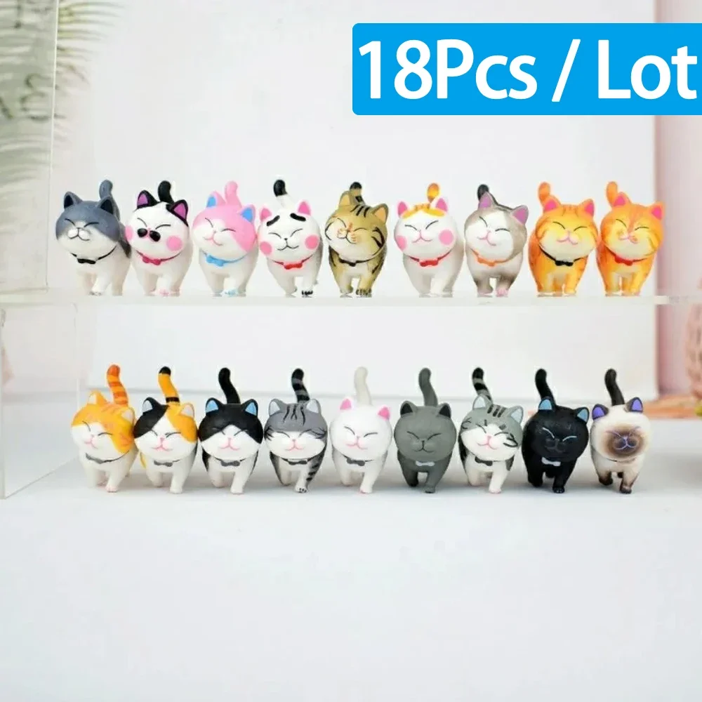 Mini figurki kotów – zestaw ozdób na biurko i półkę Jasnożółty