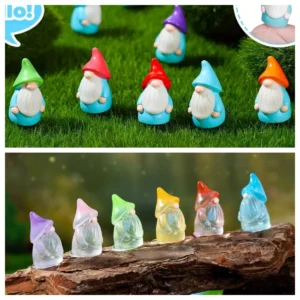 Mini figurki krasnali z żywicy do miniaturowego ogrodu Ciemnoszary