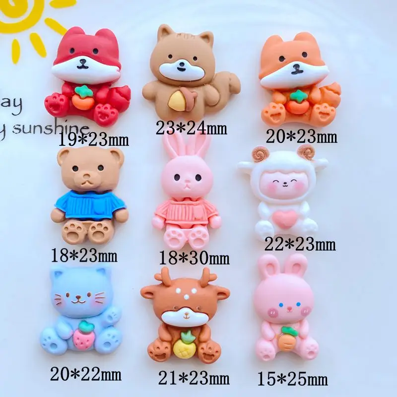 Mini figurki z żywicy – królik, miś, kot i jeleń, 10 sztuk Wielokolorowy