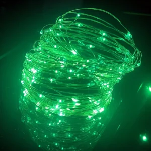 Mini girlanda LED na baterie z miedzianym drutem — zestaw 10 szt. Zielony