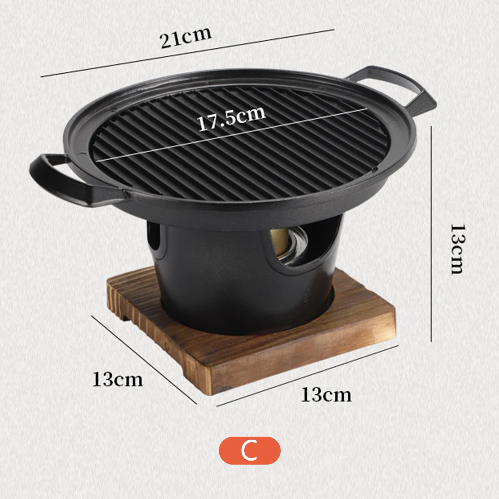 Mini grill stołowy na alkohol z odłączaną płytą Szary