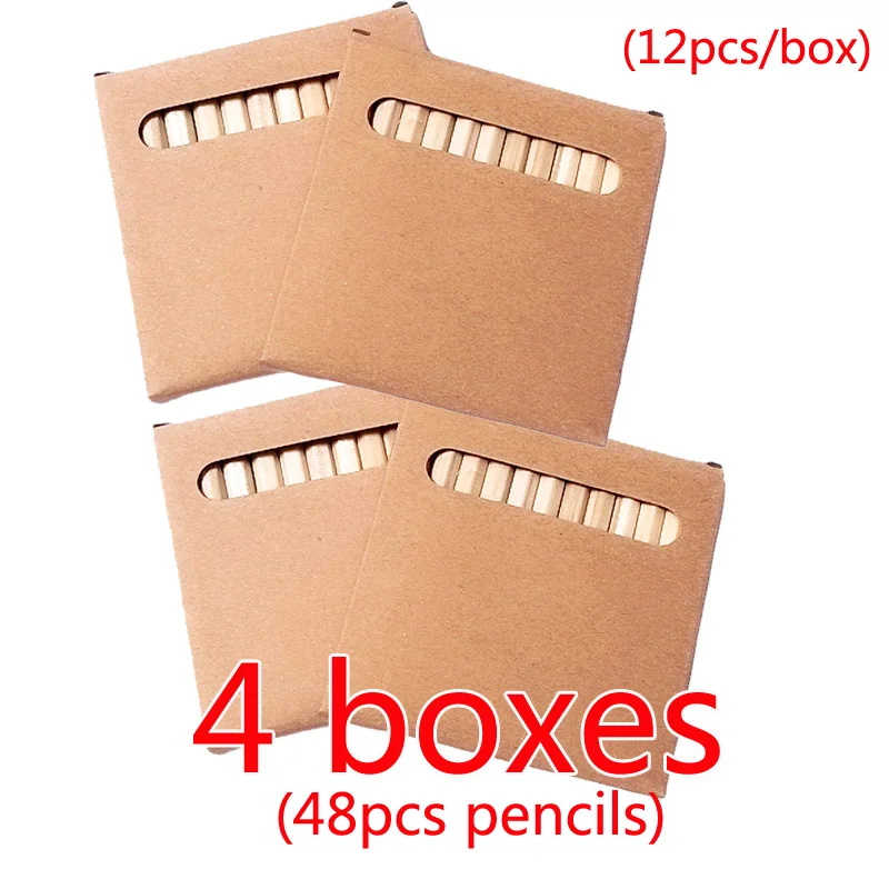 Mini kolorowe ołówki drewniane Kawaii 8,8 cm, zestaw 24/48 sztuk Czarny