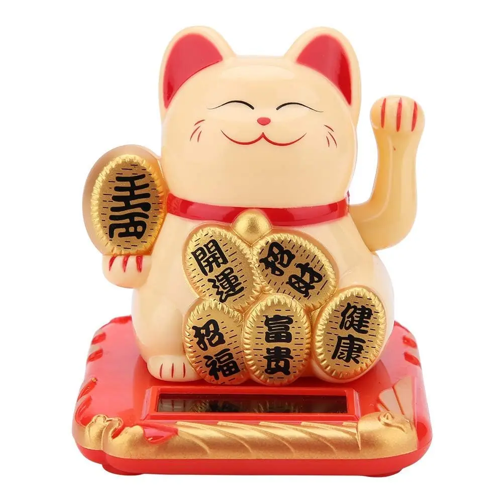 Mini kot szczęścia Feng Shui – machająca figurka na biurko Pomarańczowy