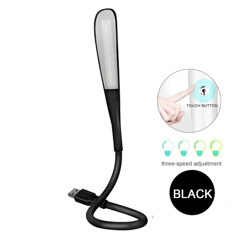 Mini lampka LED USB z dotykowym ściemnianiem do laptopa i power banku Czarny