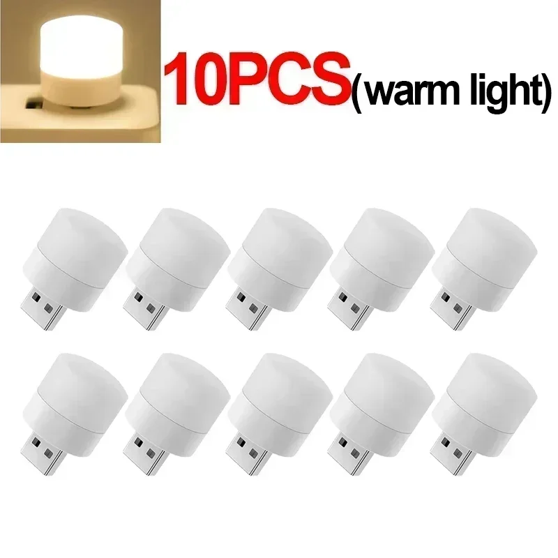 Mini lampka nocna LED USB do sypialni i pokoju Biały