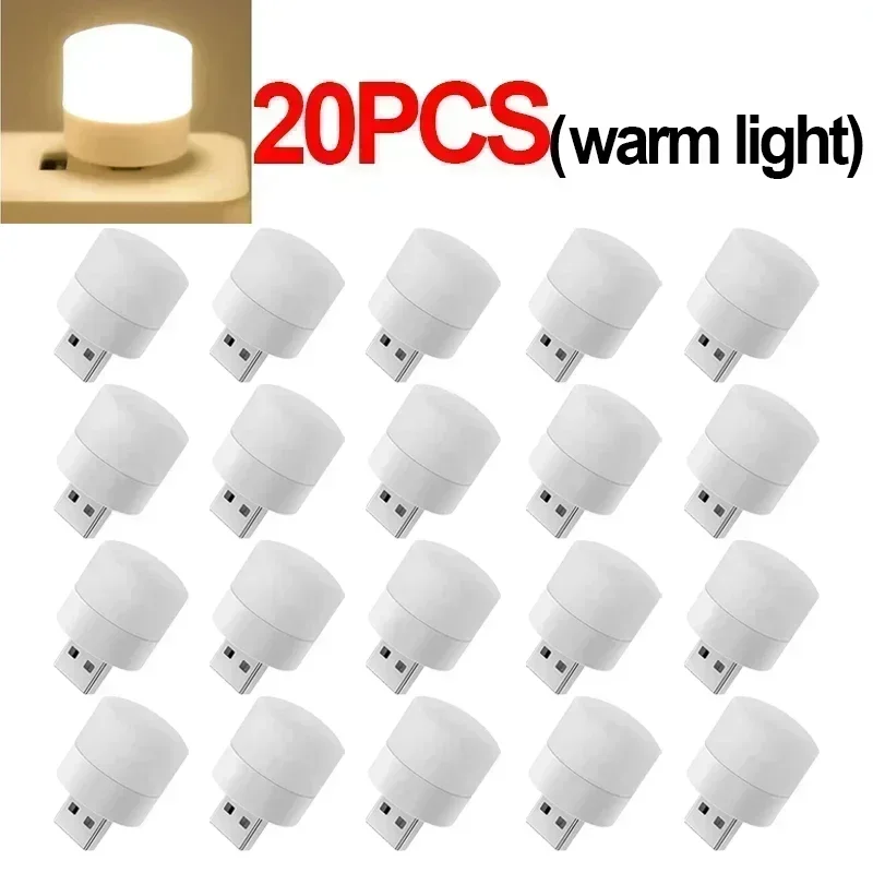 Mini lampka nocna LED USB do sypialni i pokoju Zimna biel