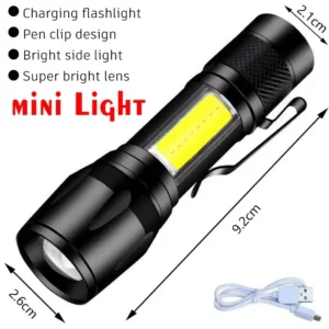 Mini latarka LED COB na brelok ładowana USB-C wodoodporna Zimna biel