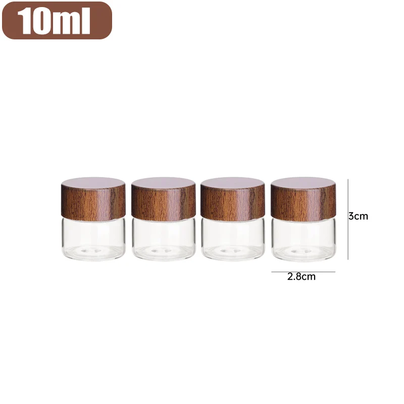 Mini szklane słoiczki na przyprawy z drewnianą pokrywką, zestaw S 10ml