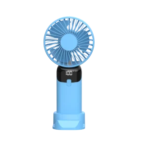 Mini wentylator biurkowy USB z uchwytem na telefon Królewski niebieski