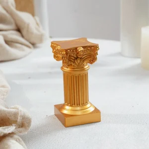 Miniaturowa kolumna grecka — postument i świecznik dekoracyjny Jasnożółty