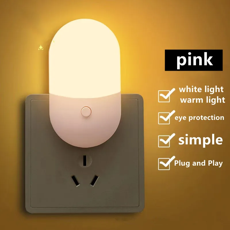 Miniaturowa lampka nocna LED do gniazdka z wtyczką EU/US Brązowy