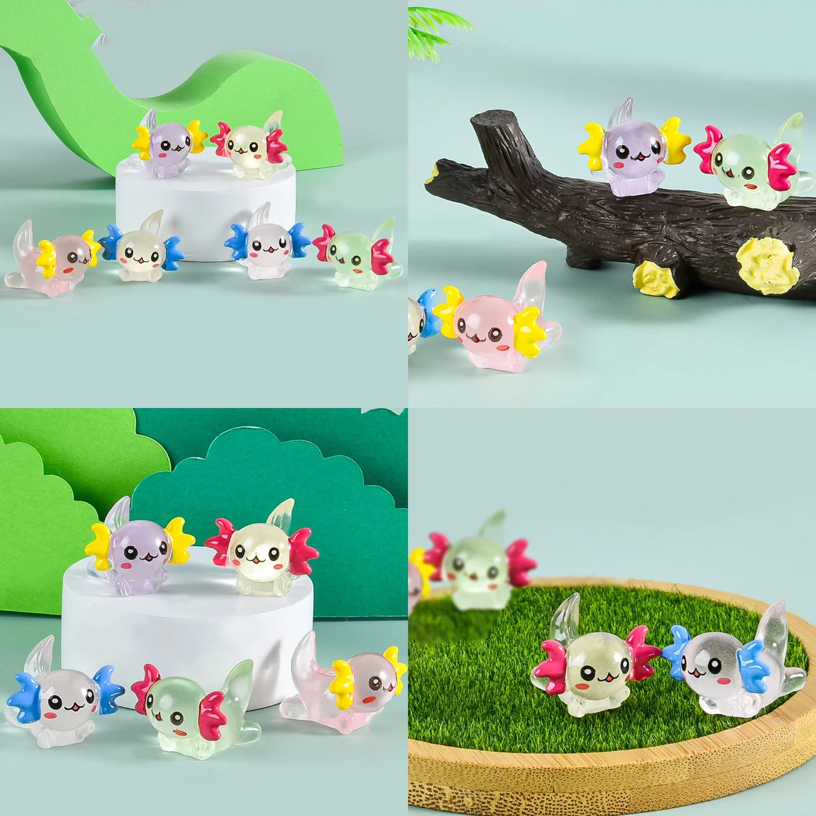 Miniaturowe figurki aksolotli do ogrodu i akwarium B