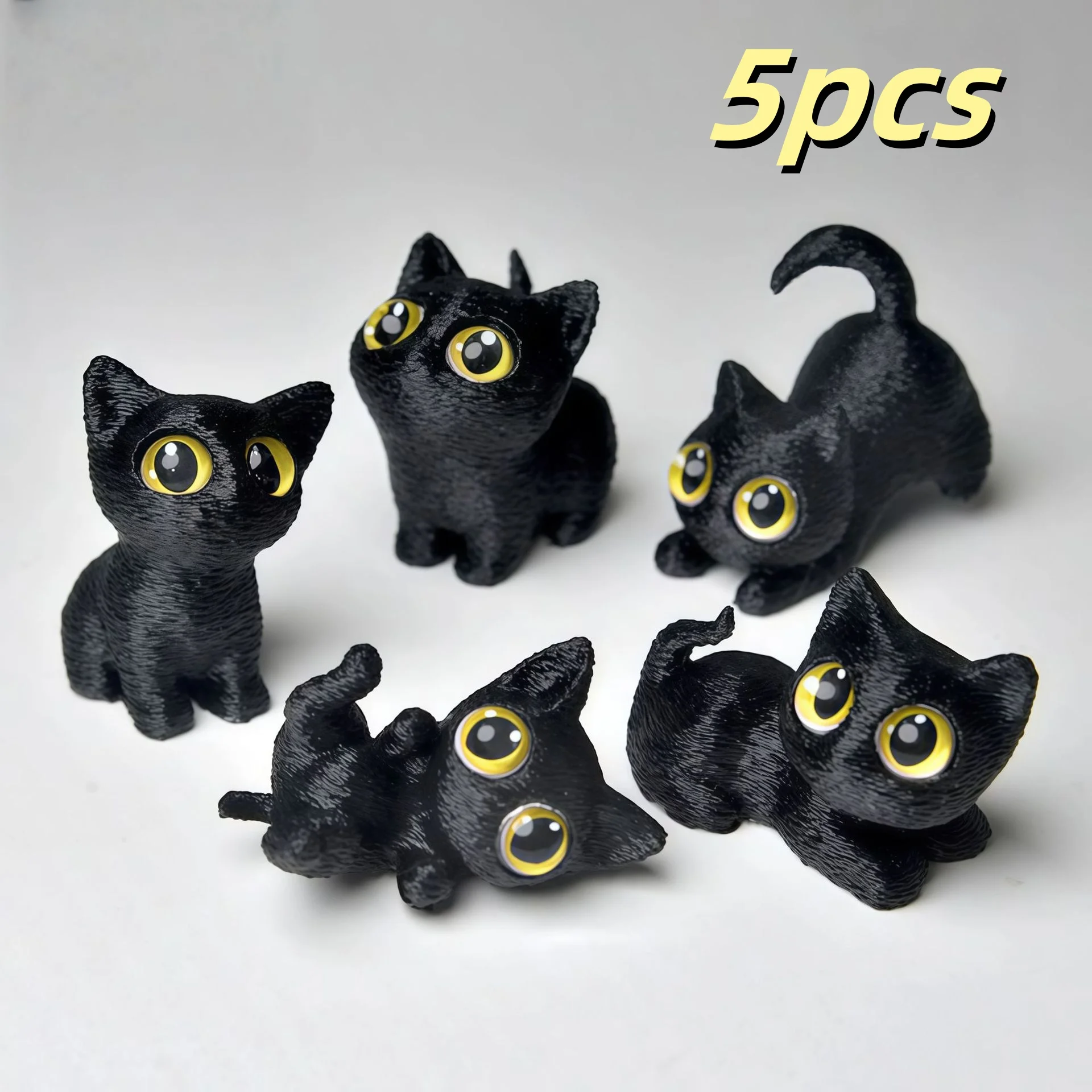Miniaturowe figurki kociąt z żywicy 5 szt. Jasnoszary