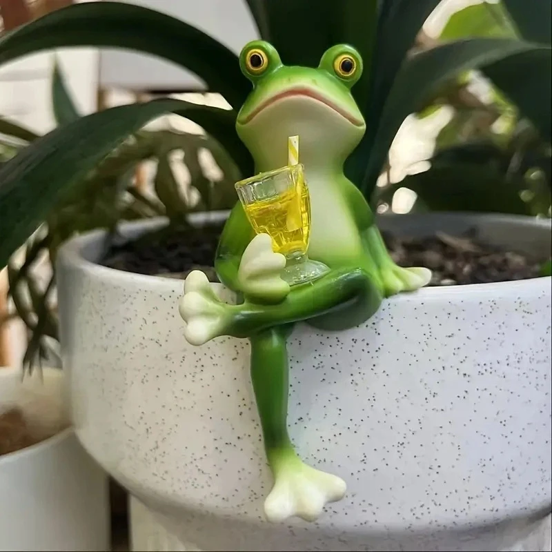 Miniaturowe figurki żabek do doniczek i ogrodu Armijna zieleń