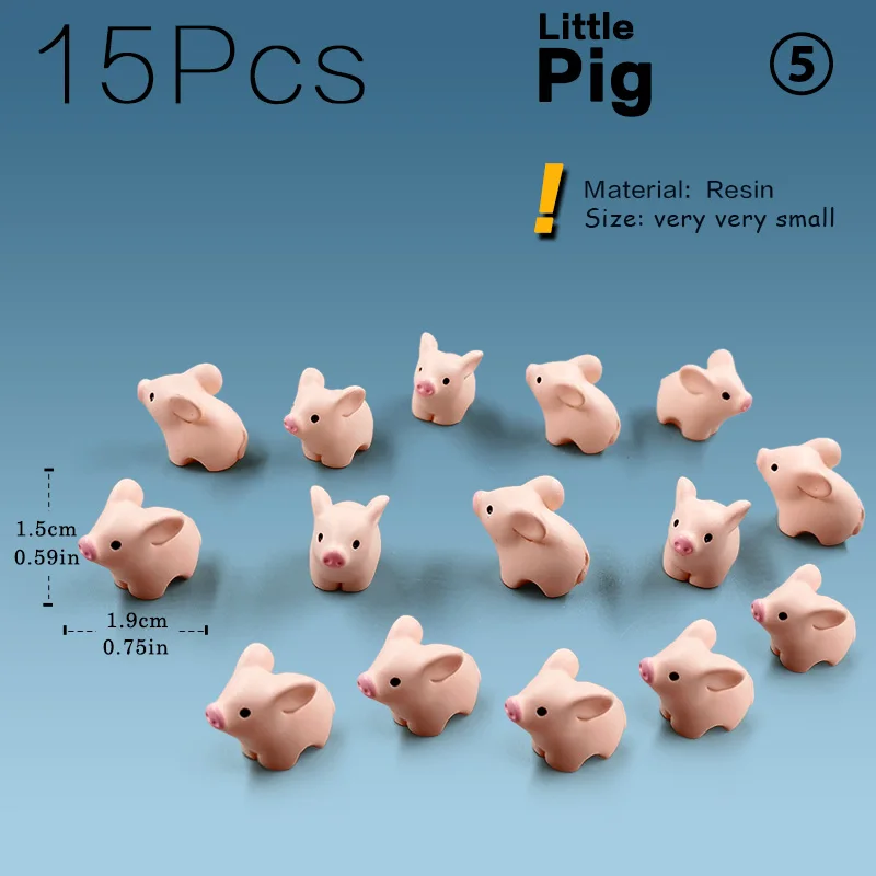 Miniaturowe figurki zwierząt do ogrodu wróżek — zestaw 15 szt. śliwka