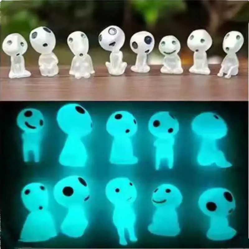 Miniaturowe księżniczki świecące w ciemności – 10 figurek do ogrodu wróżek Niebieski