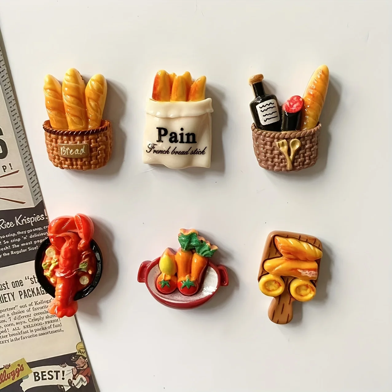 Miniaturowe magnesy na lodówkę żywica jedzenie zestaw 6-12 szt. Biały
