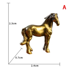 Mosiężna figurka konia - miniaturowa ozdoba Feng Shui Jasnoszary