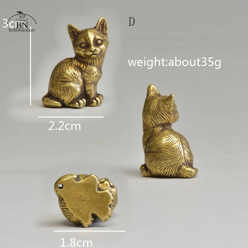 Mosiężna figurka kota na biurko Armijna zieleń