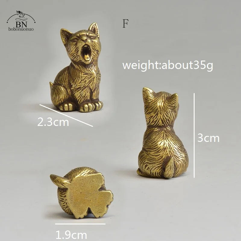 Mosiężna figurka kota na biurko Khaki