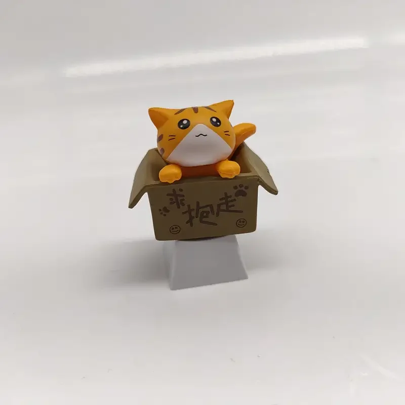 Nakładka na klawisz z kotem PBT – artisan keycap Cherry MX w stylu anime Beżowy