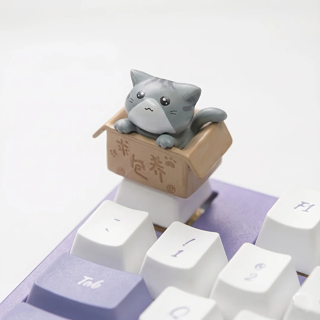 Nakładka na klawisz 3D w kształcie kota – keycap OEM R4 do klawiatury MX Szary