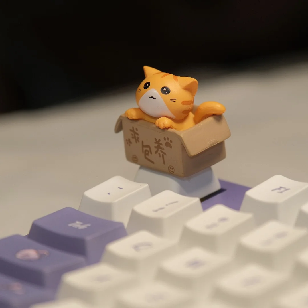 Nakładka na klawisz 3D w kształcie kota – keycap OEM R4 do klawiatury MX żółty