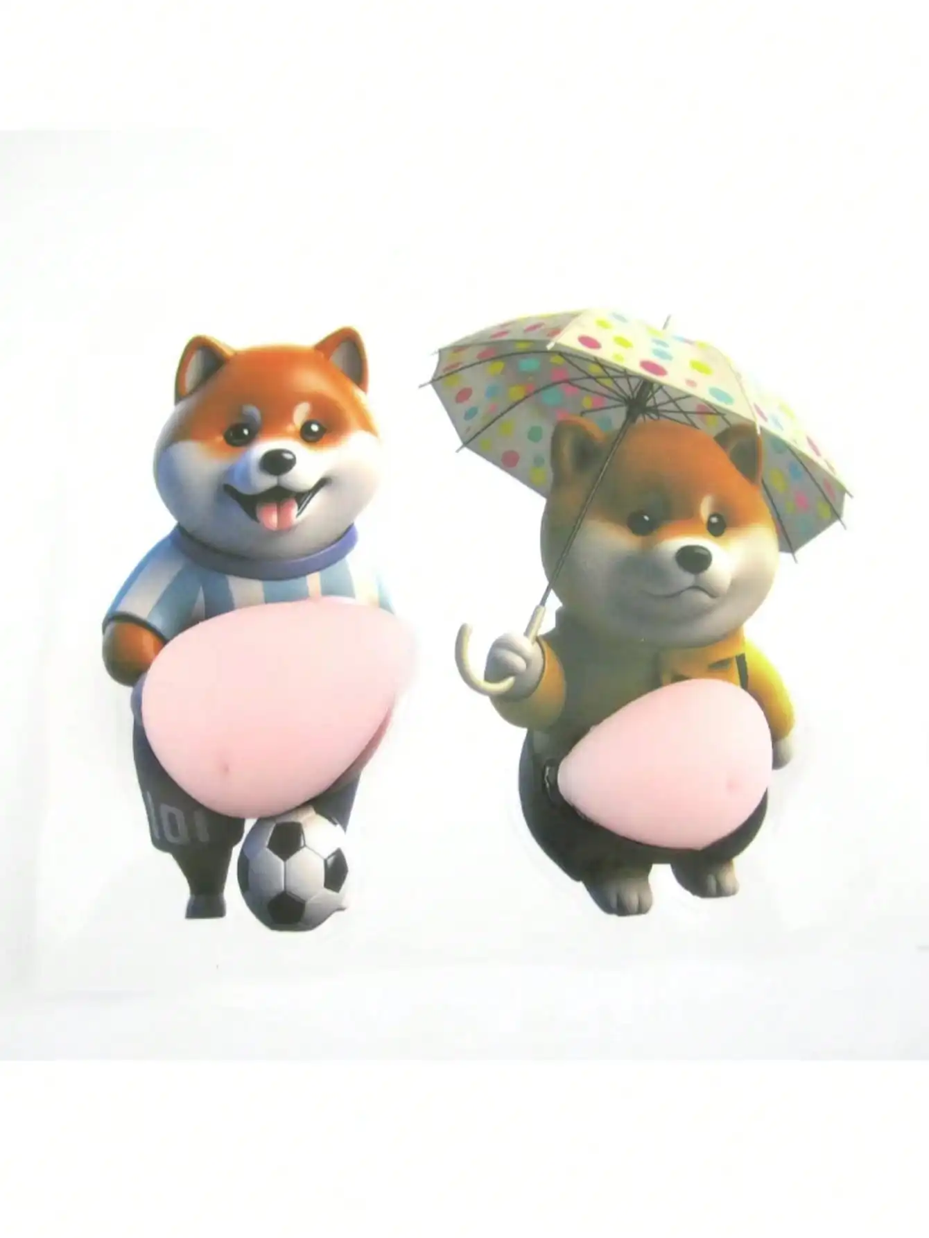 Naklejka 3D z pieskiem Shiba Inu - miękka, zdejmowalna dekoracja Złoto