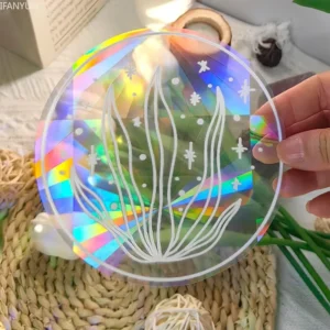 Naklejka Sun Catcher na szybę z kotem i ćmą Czarny