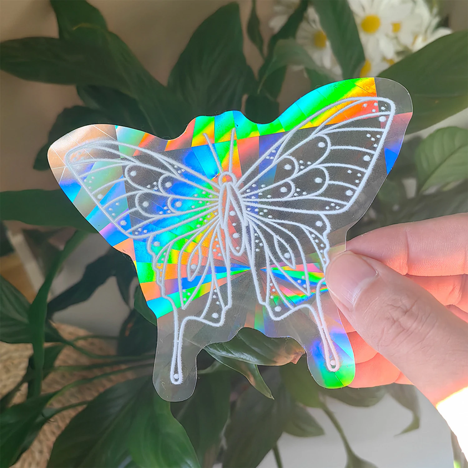 Naklejka Suncatcher 3D tęczowe refleksy na okno — kot, planety, niedźwiedź Ciemnoszary