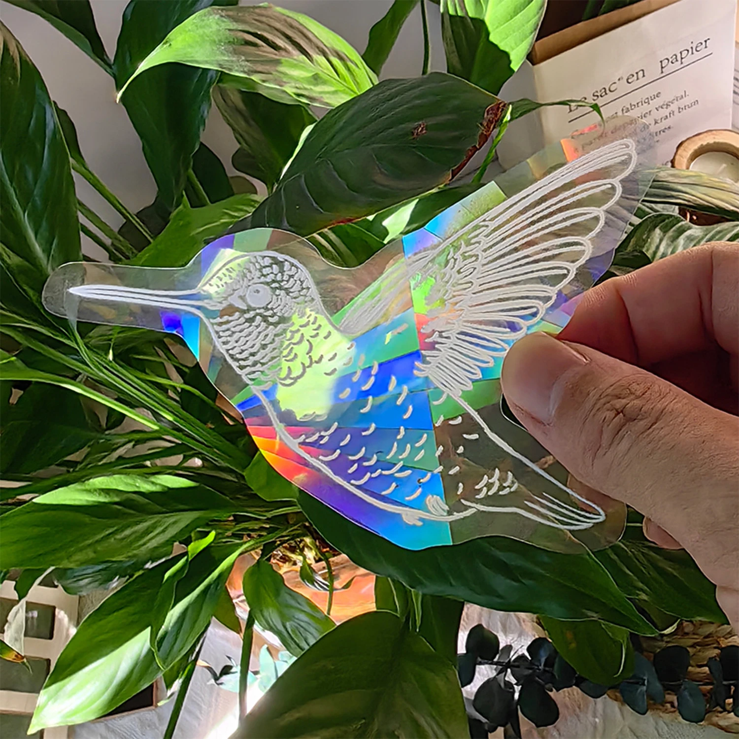 Naklejka Suncatcher 3D tęczowe refleksy na okno — kot, planety, niedźwiedź Wielo