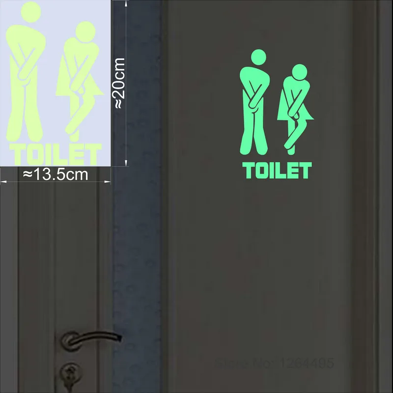 Naklejka WC świecąca w ciemności na toaletę i drzwi łazienki Zielony
