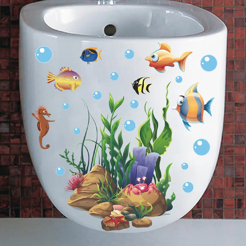Naklejki 3D do łazienki z zabawnymi zwierzętami – dekoracja toalety i WC Burgundia
