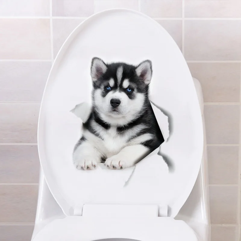 Naklejki 3D do łazienki z zabawnymi zwierzętami – dekoracja toalety i WC Czerwona róża