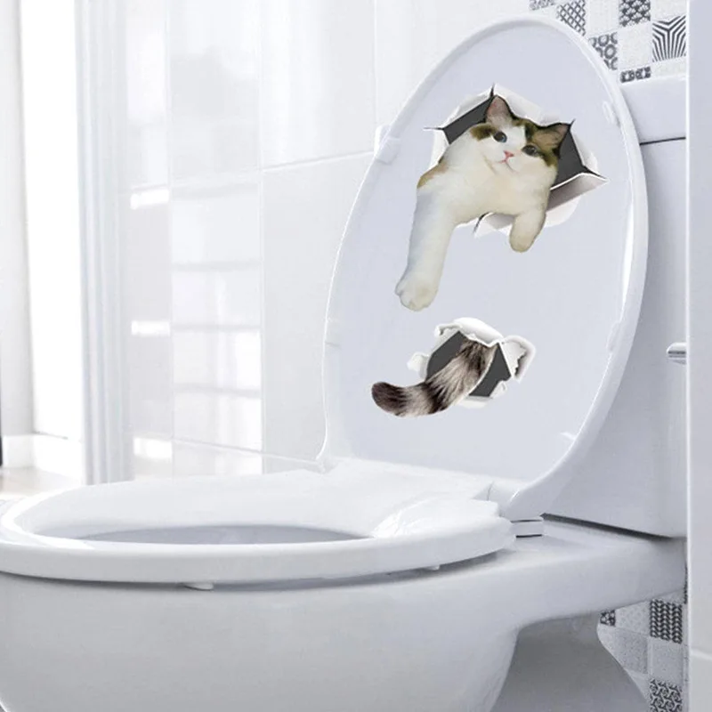 Naklejki 3D do łazienki z zabawnymi zwierzętami – dekoracja toalety i WC Szafir