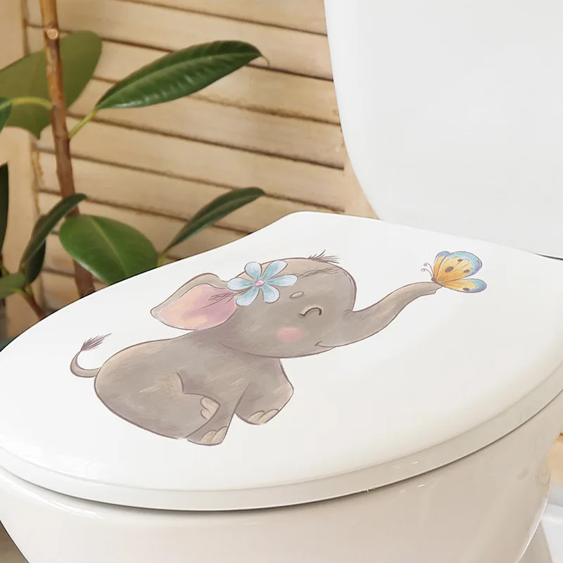 Naklejki 3D do łazienki z zabawnymi zwierzętami – dekoracja toalety i WC Szary