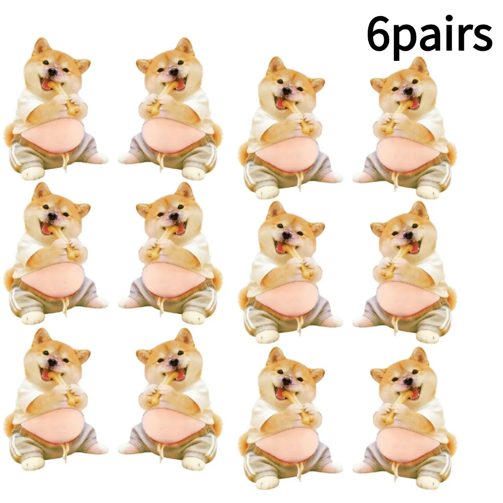 Naklejki 3D na laptop Shiba Inu i kot Kawaii - zestaw Błękitny