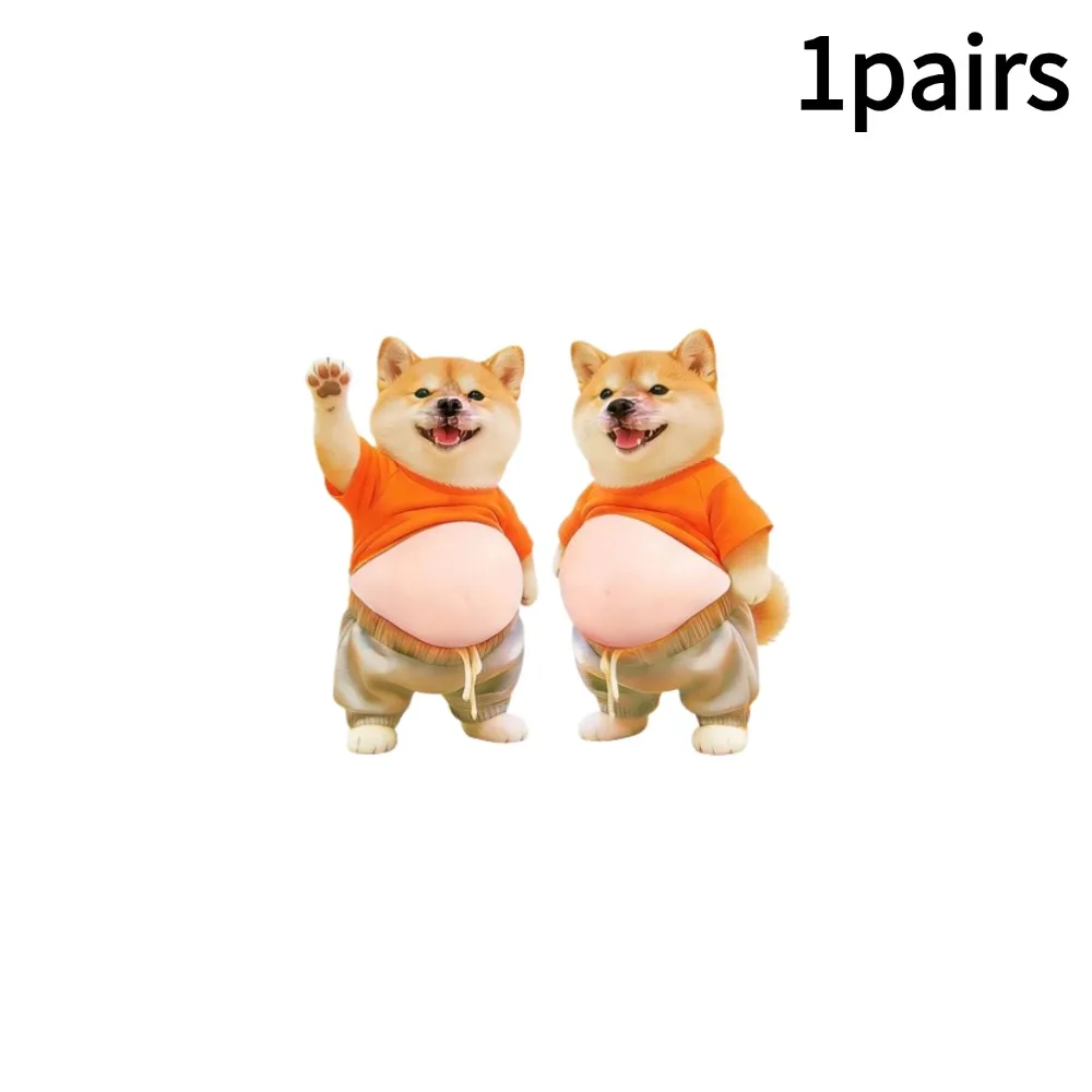 Naklejki 3D na laptop Shiba Inu i kot Kawaii - zestaw Czerwony