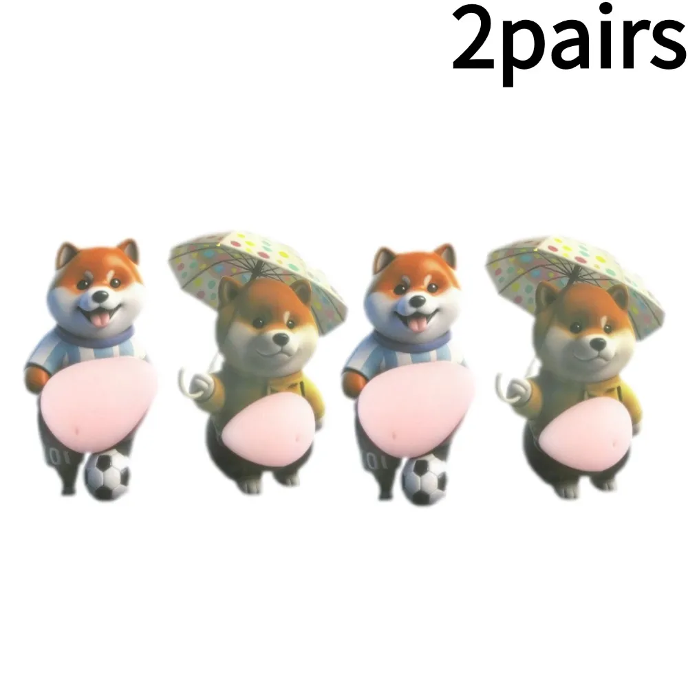 Naklejki 3D na laptop Shiba Inu i kot Kawaii - zestaw żółty