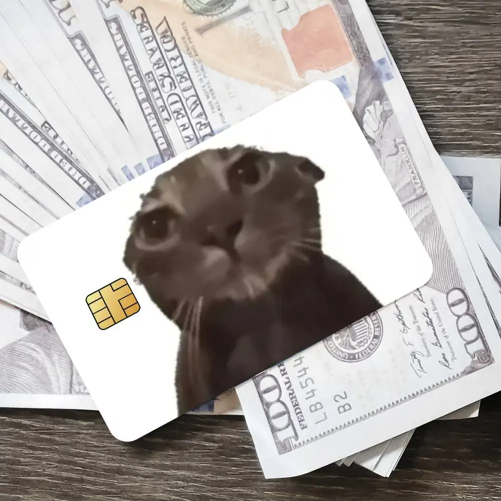 Naklejki na karty bankowe z motywem kota — folia ochronna na kartę kredytową Złoto