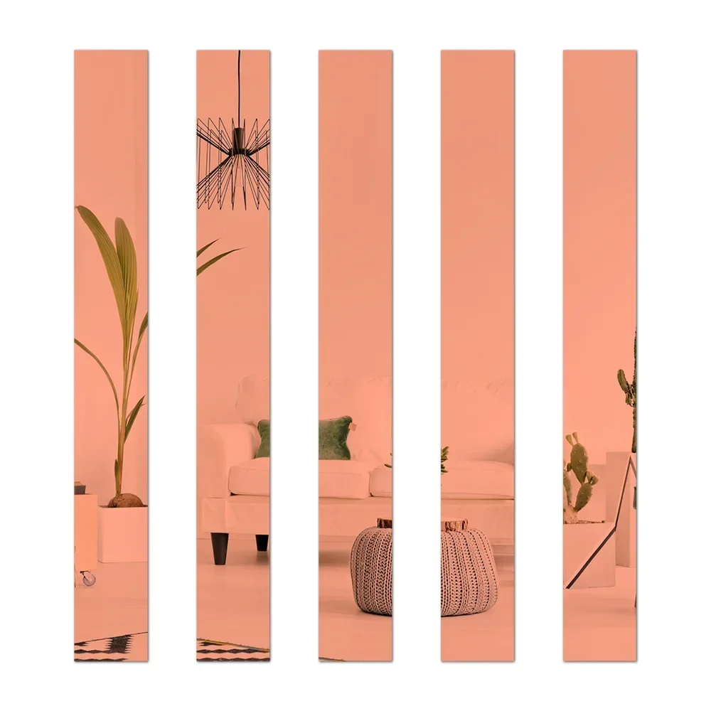 Naklejki ścienne 3D lustrzane w paski, akrylowe żółty