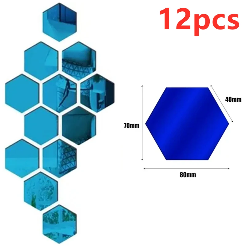 Naklejki ścienne 3D lustrzane sześciokąty — mozaika akrylowa zestaw 12/24 szt. Złoto