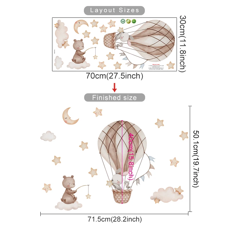 Naklejki ścienne balony i zwierzątka do pokoju dziecka Czarny