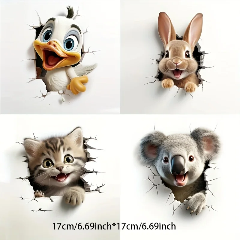 Naklejki ścienne ze zwierzętami - kaczka, królik, kot, koala Czarny