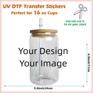 Naklejki UV DTF na kubki 16oz — zestaw dekoracyjnych transferów 3D Róża