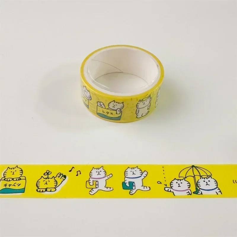 Naklejki washi z kotkiem - taśma dekoracyjna DIY Biały