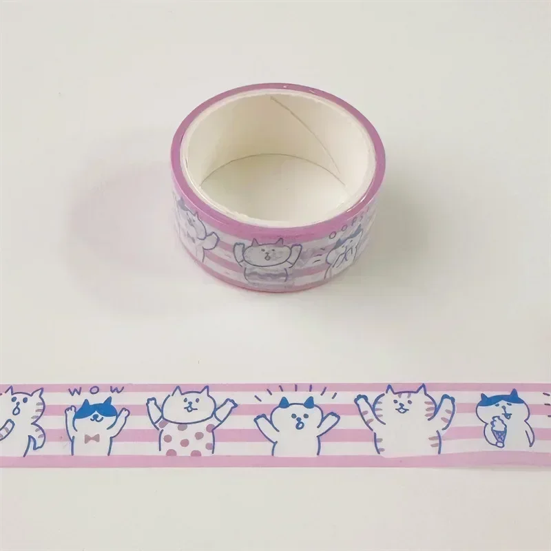 Naklejki washi z kotkiem - taśma dekoracyjna DIY Ciemnoszary